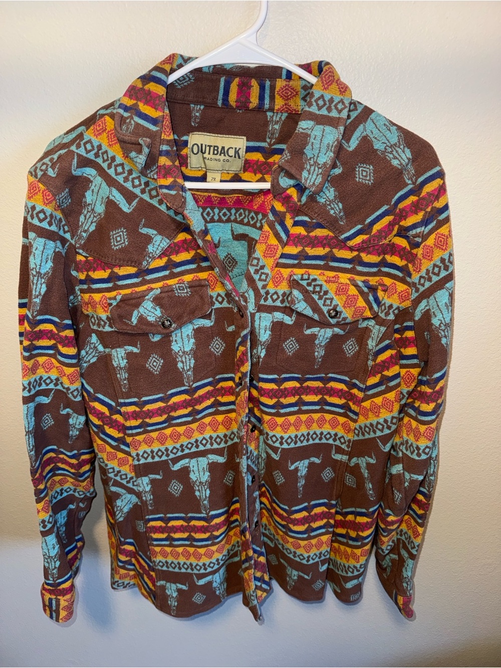 Outback Brown Aztec-Print Button Front Jacket